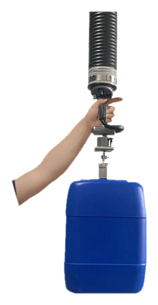 ESM vacuum tube lifter lifting a jerrycan with one hand